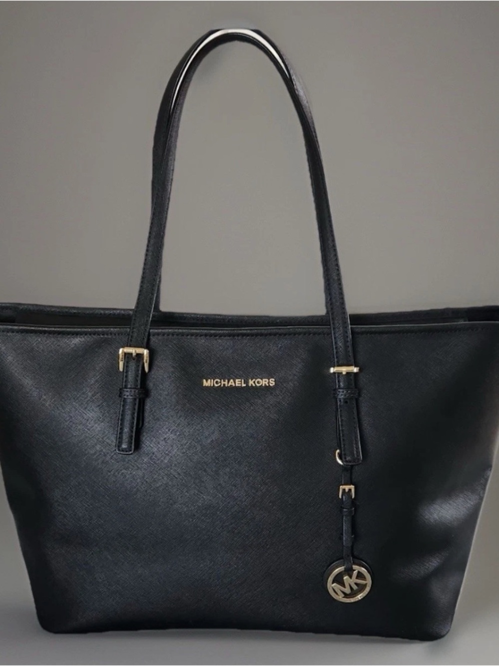 Michael Kors LARGE Saffiano Leather Jet Set Tote Laptop Carry On Bag 16” Black